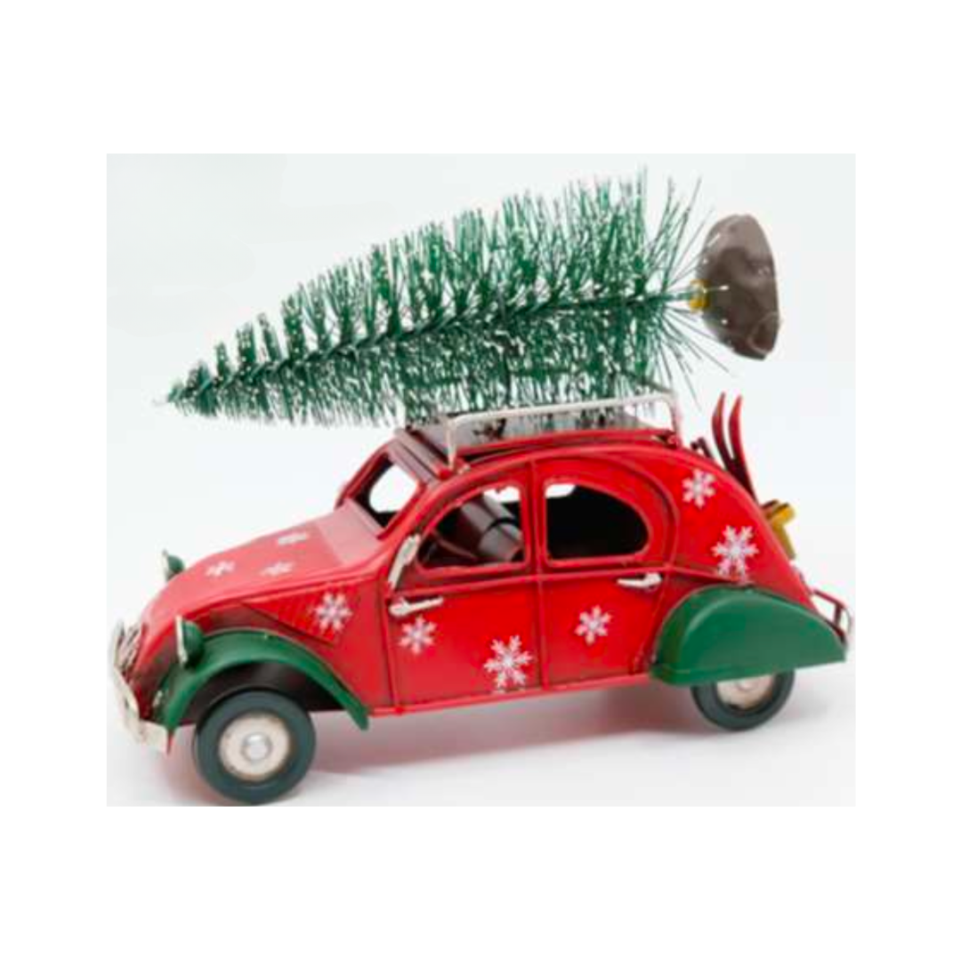 Coche Navideño Rojo y Verde