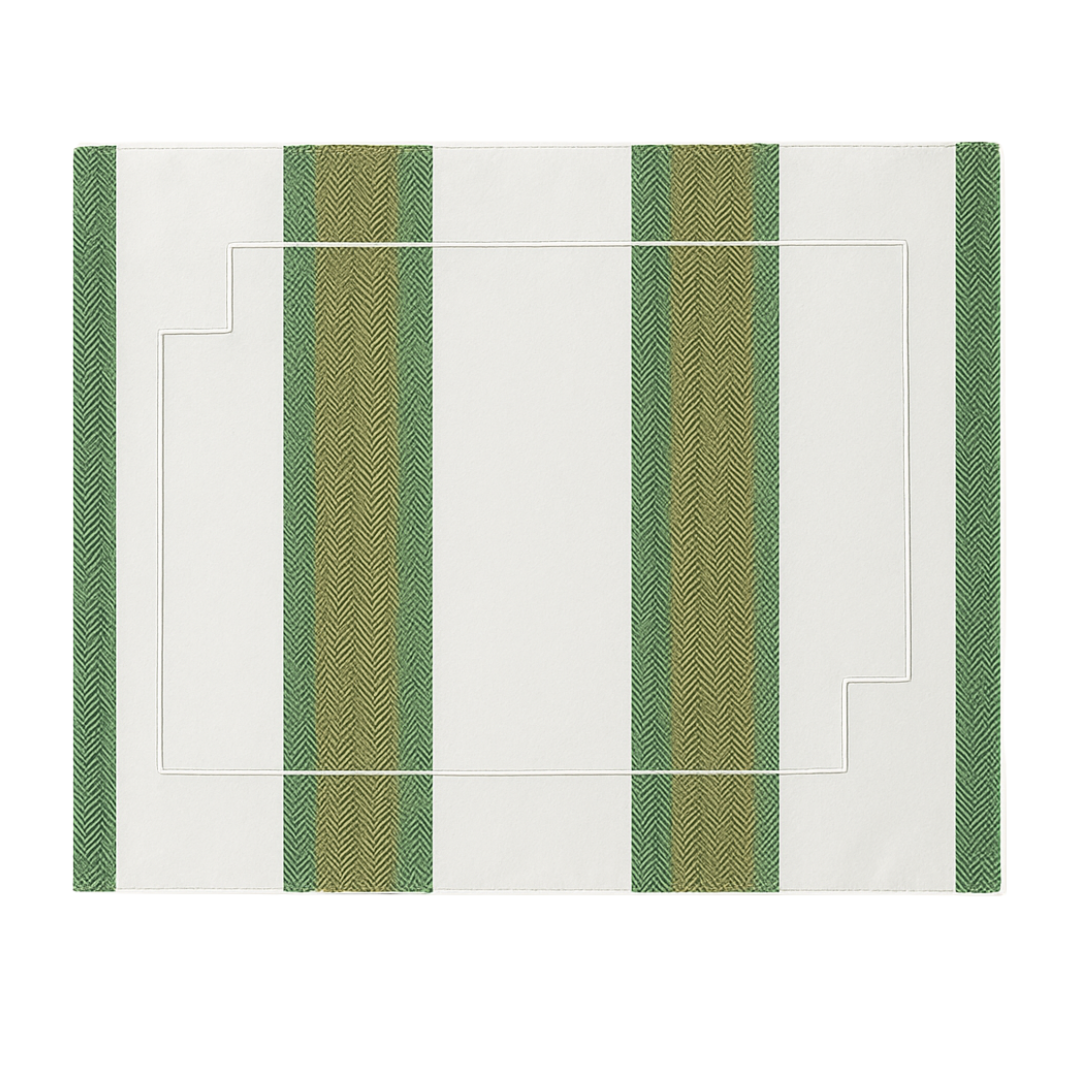 Mantel Individual Resinado Rectangular Green Stripes Set/2