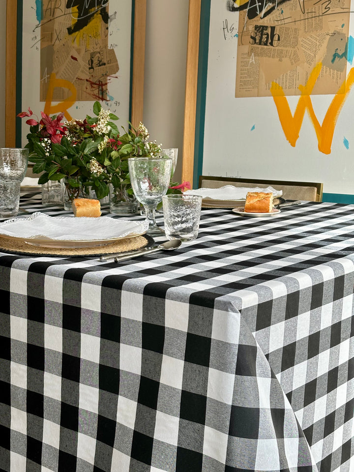 Mantel Resinado Vichy Negro/Blanco