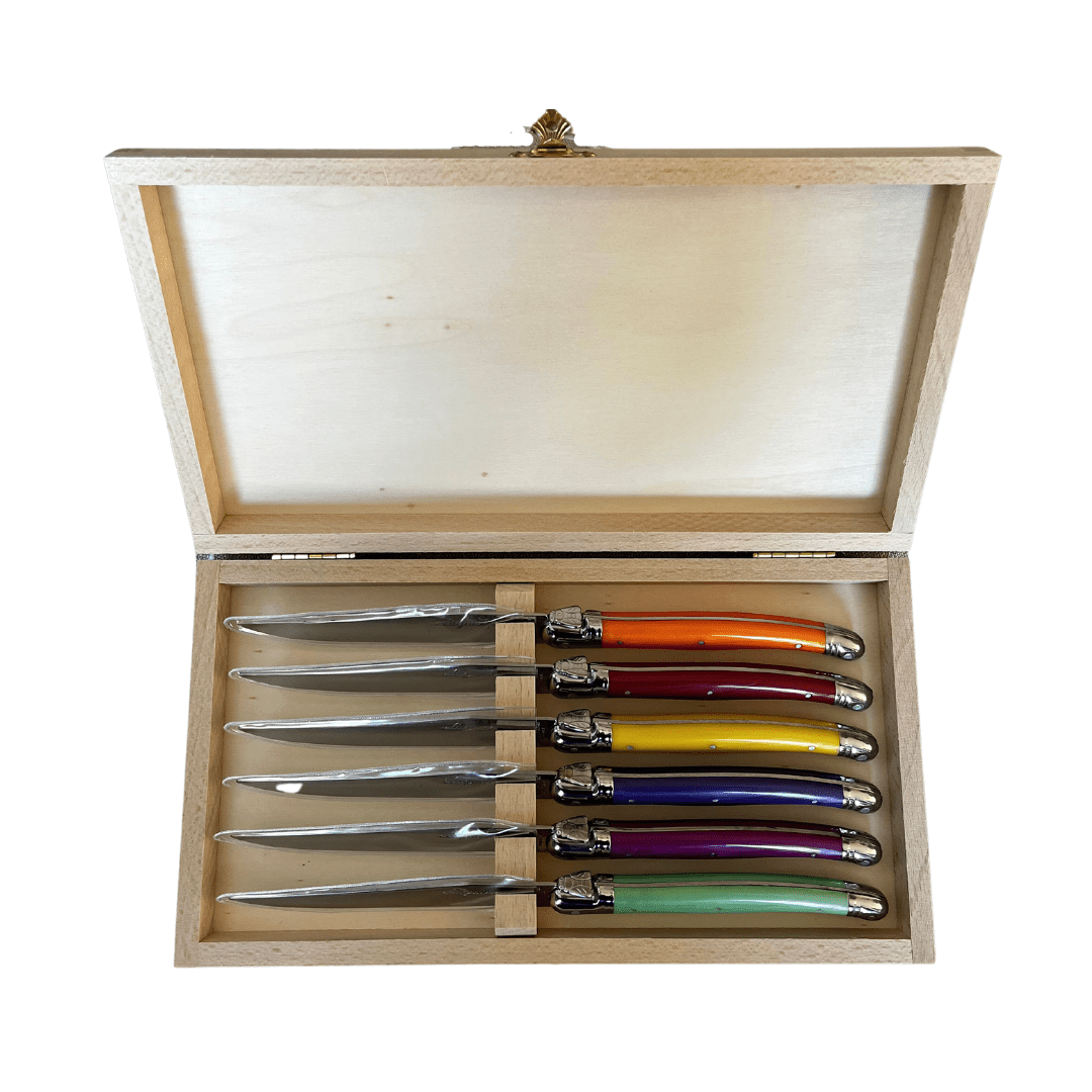 Caja 6 Cuchillos Carne Colores - La Compañía Francesa