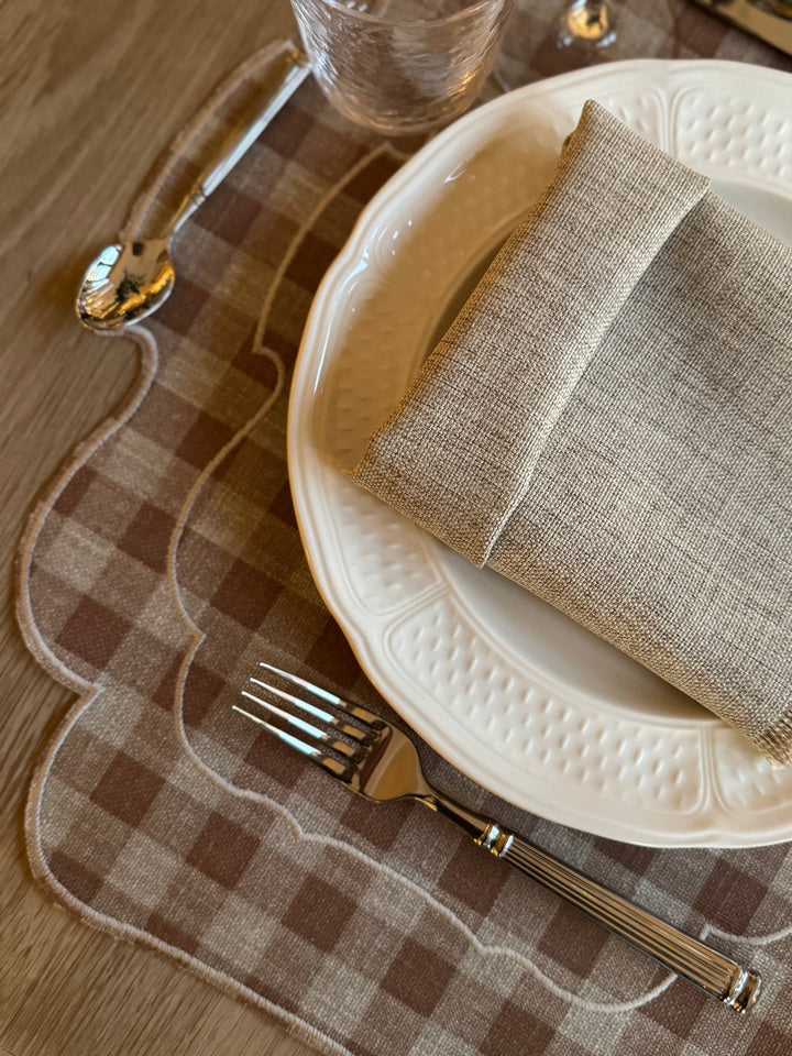 Mantel Individual Ovalado Vichy Teja/Lino Set/2 - La Compañía Francesa