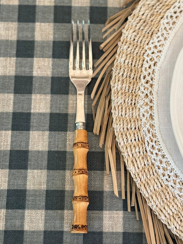 Mantel Resinado Vichy Azul/Lino - La Compañía Francesa