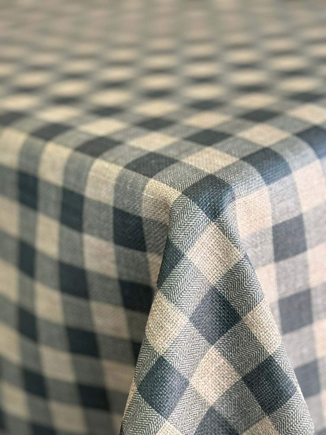 Mantel Resinado Vichy Azul/Lino - La Compañía Francesa