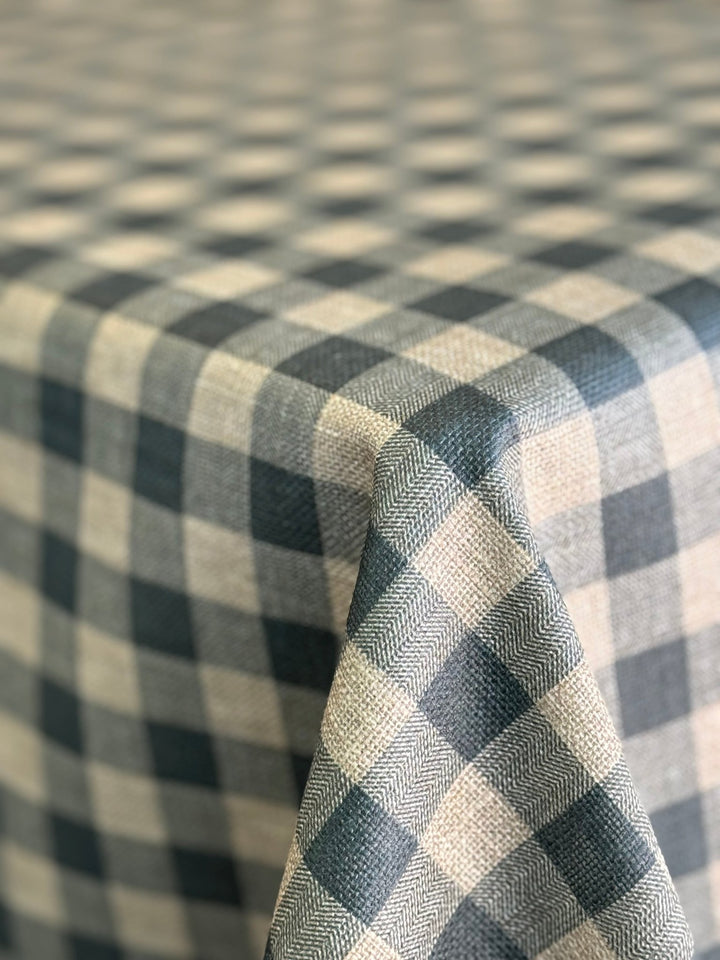 Mantel Resinado Vichy Azul/Lino - La Compañía Francesa