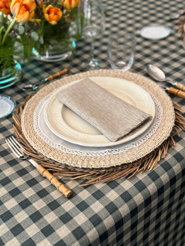 Mantel Resinado Vichy Azul/Lino - La Compañía Francesa