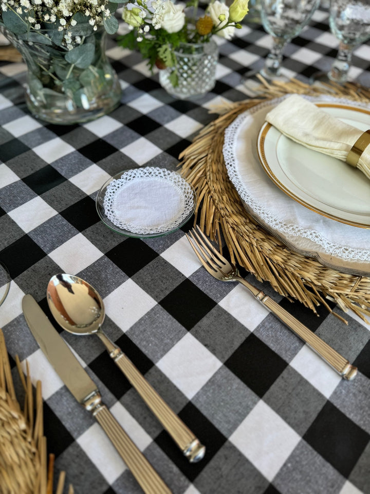 Mantel Resinado Vichy Negro/Blanco - La Compañía Francesa