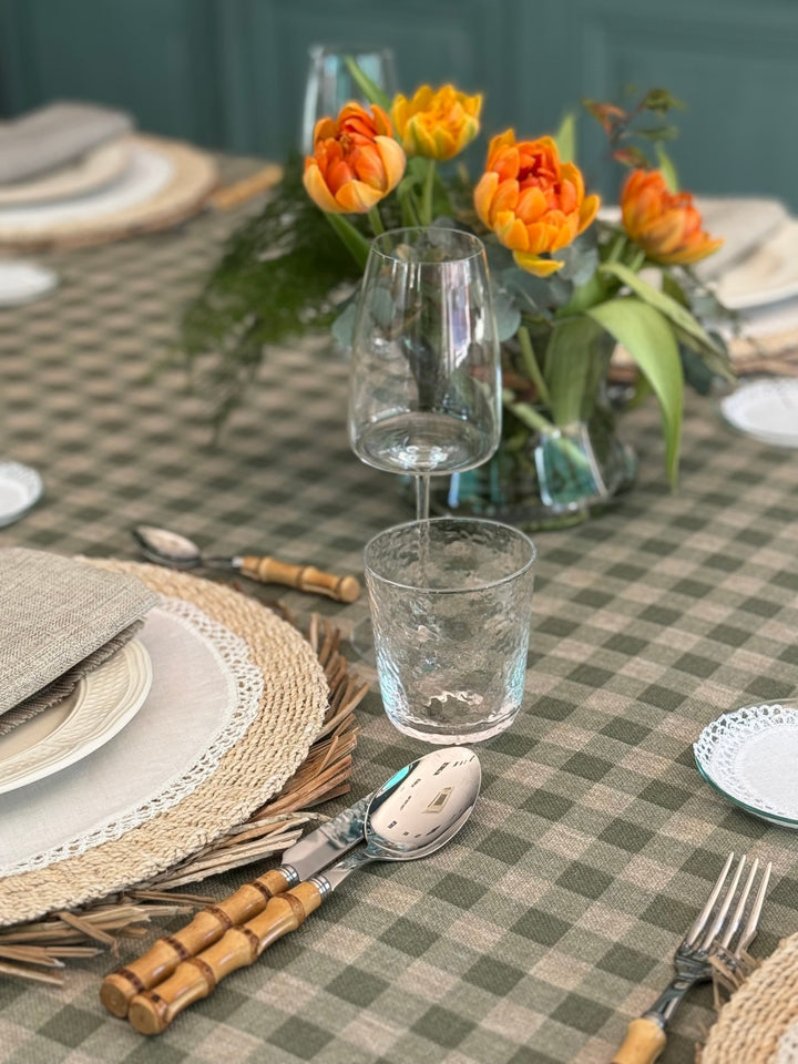 Mantel Resinado Vichy Verde Eucalipto/Lino - La Compañía Francesa