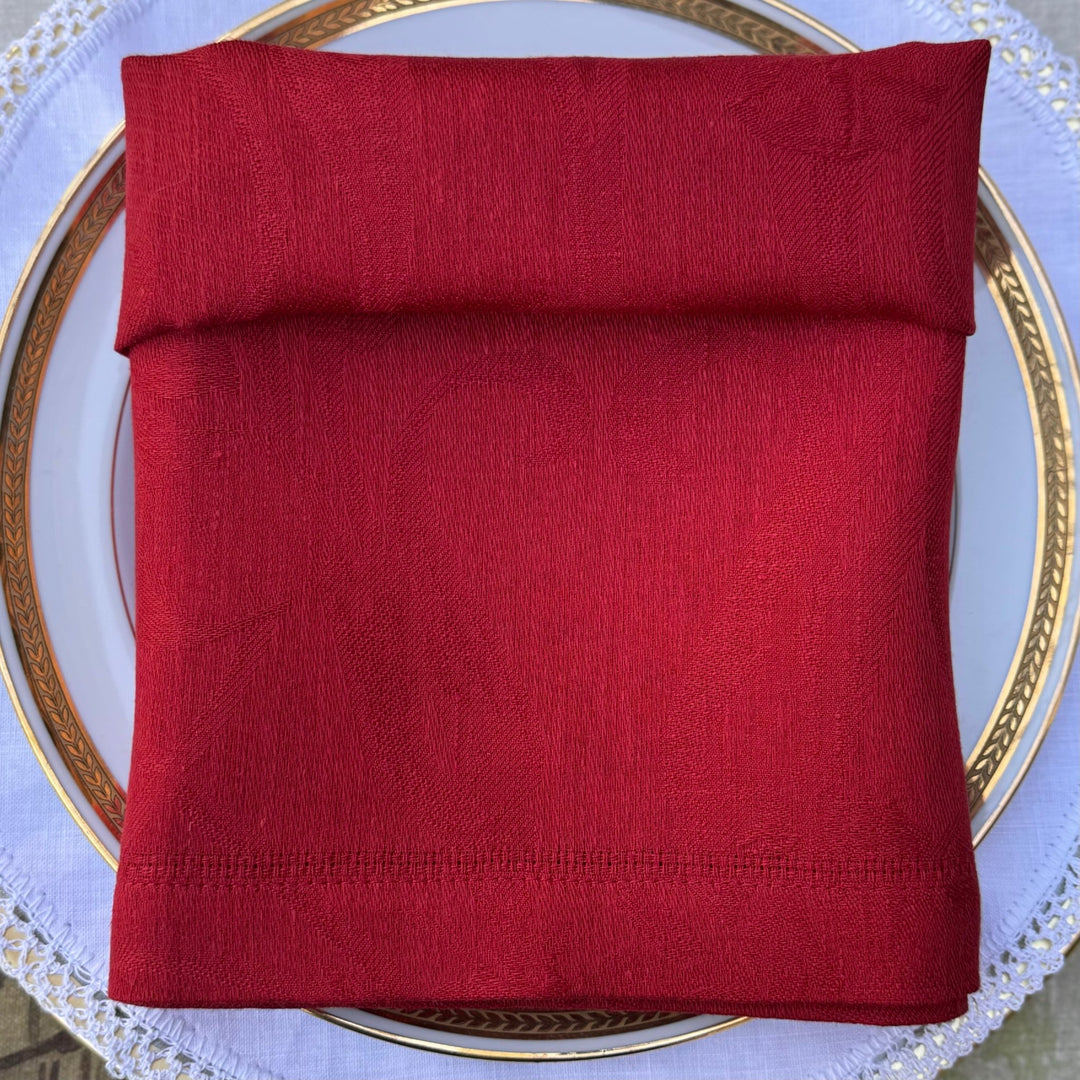 Servilleta de Lino Adamascada Roja - La Compañía Francesa