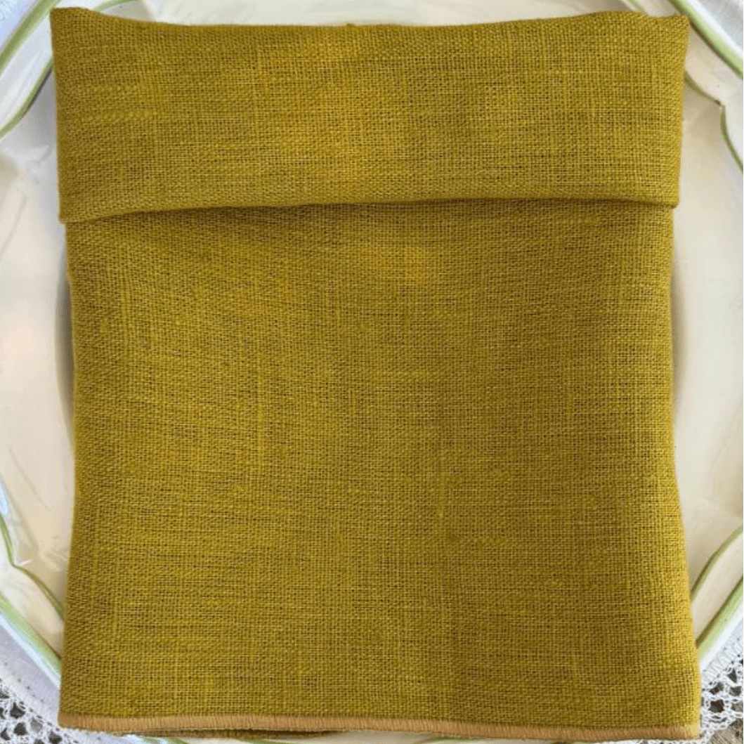 Servilleta de Lino Mostaza con Festón - La Compañía Francesa