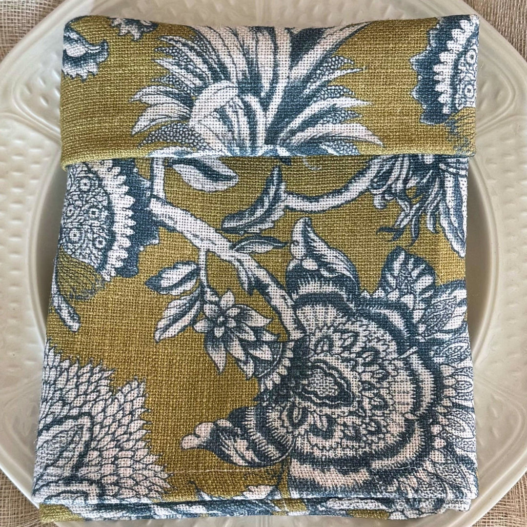 Servilleta Estampada de Lino Jardín Bleu - La Compañía Francesa