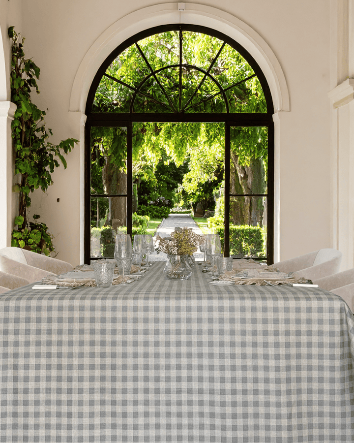 Mantel Resinado Vichy Gris Claro/Lino