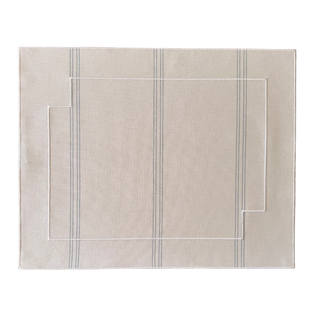 Set de 2 sets de table individuels rectangulaires enduite Blue Line