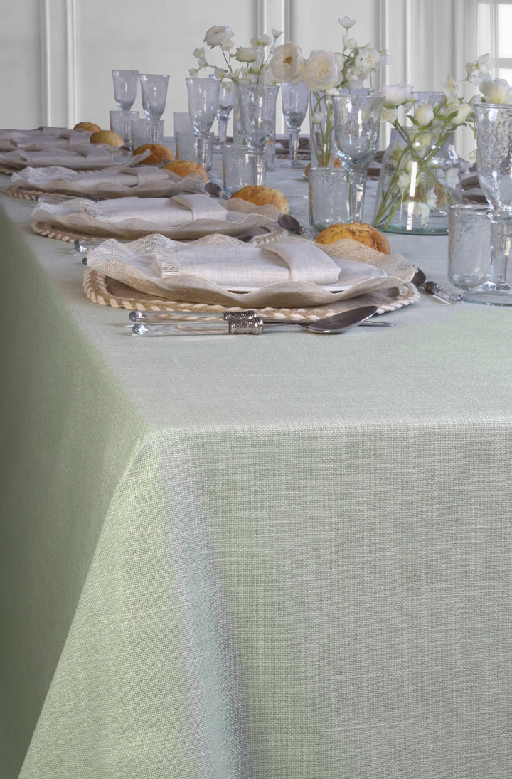 Mantel Resinado Lino Verde Agua