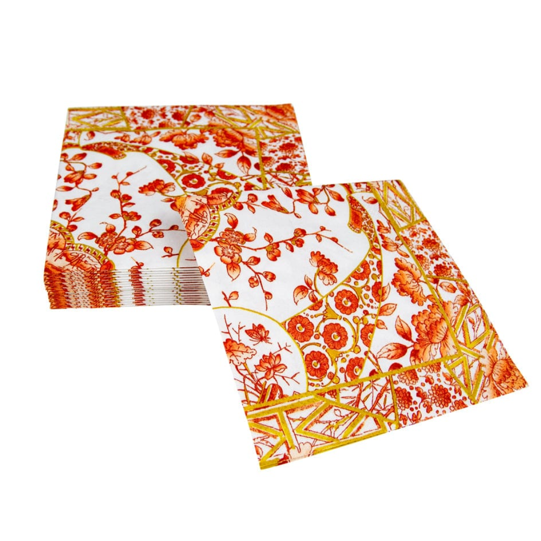 Servilletas Papel Cóctel Coral Gilded