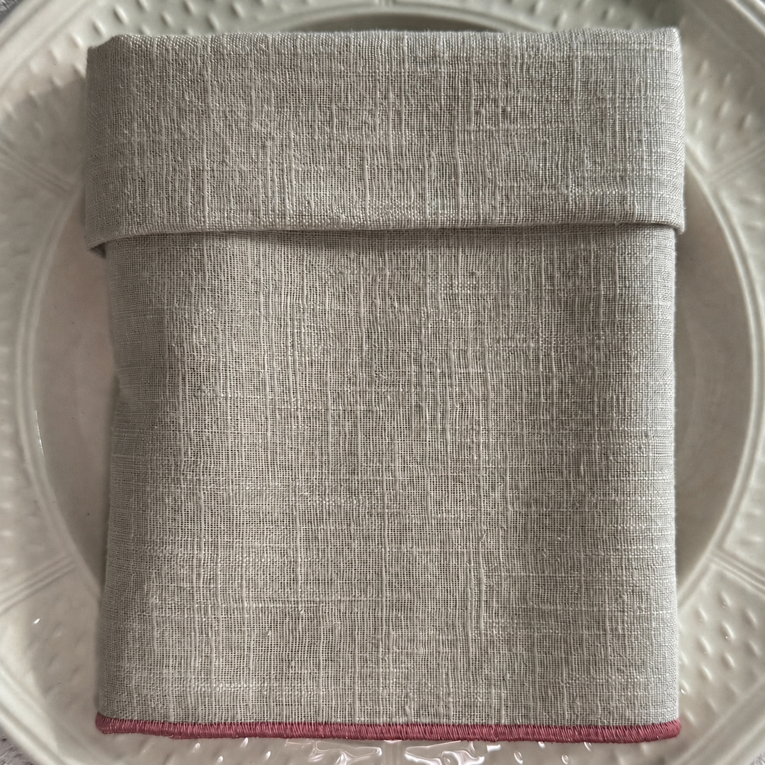 Serviette de table en lin Lavé avec feston Rouge