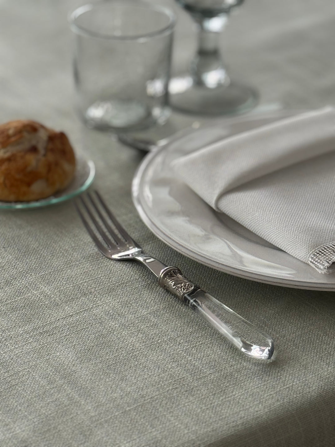 Mantel Resinado Lino Verde Agua