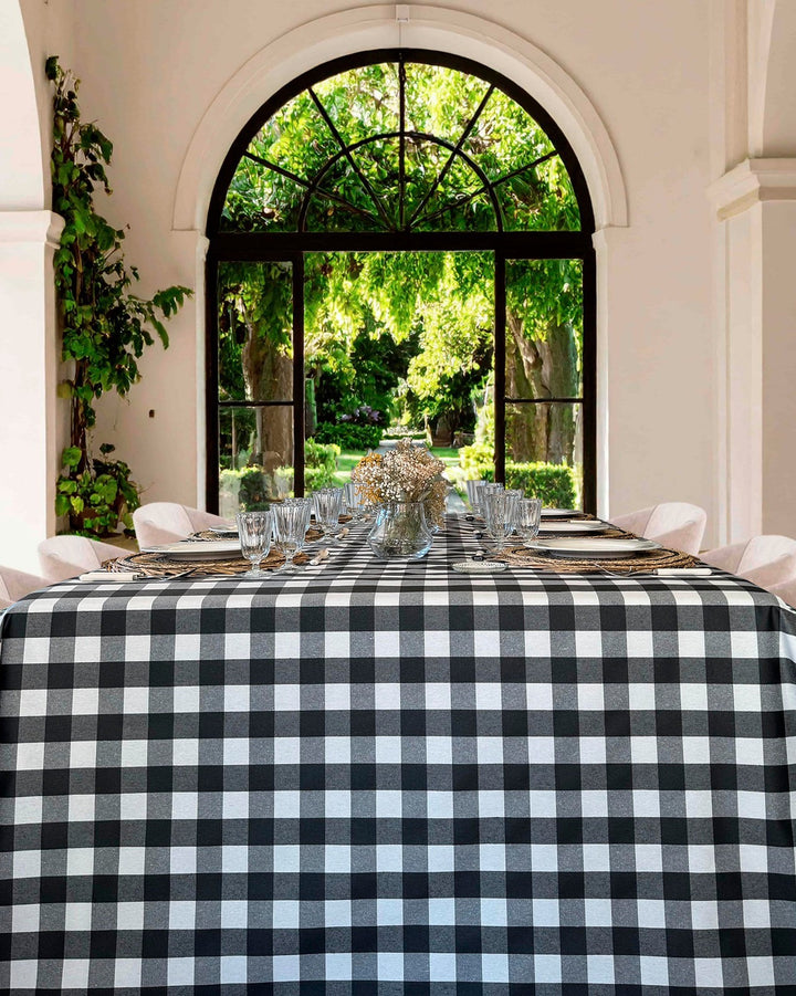 Mantel Resinado Vichy Negro/Blanco