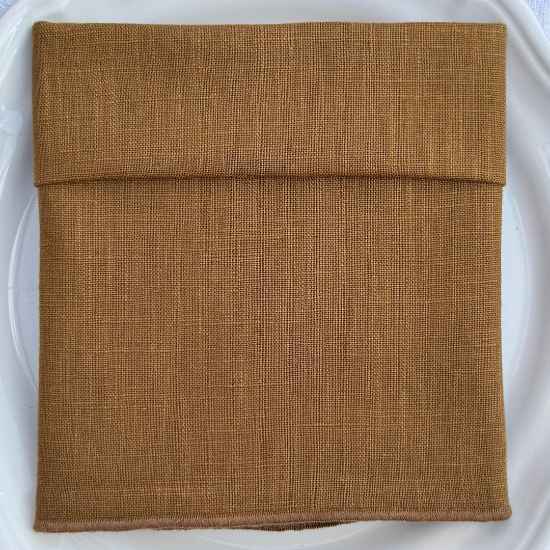 Servilleta de Lino Camel con Festón