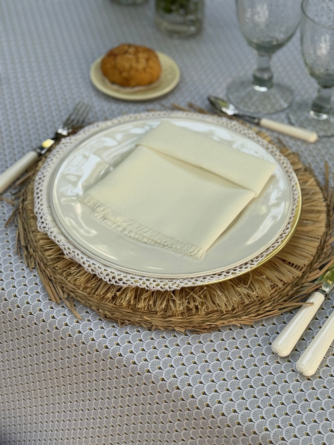 Mantel Estampado Voile Blanc
