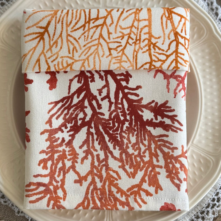 Red Coral Print Cotton Napkin
