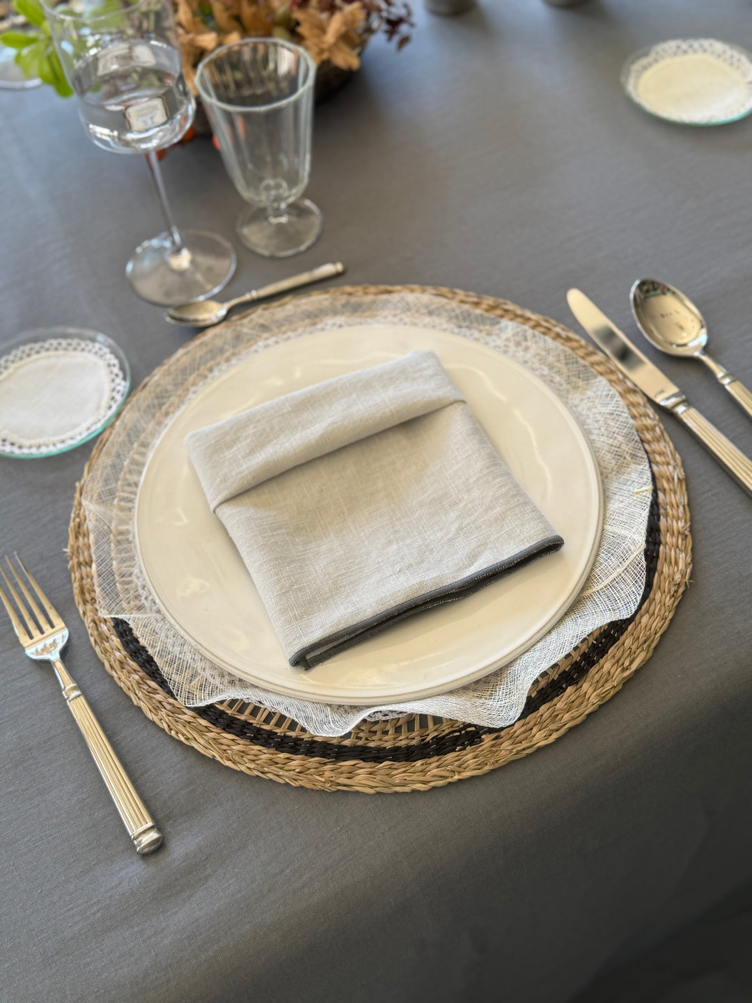 Mantel de Lino Gris