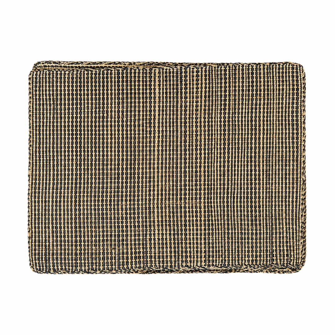 Natural Fiber Placemat Black and White Set/6