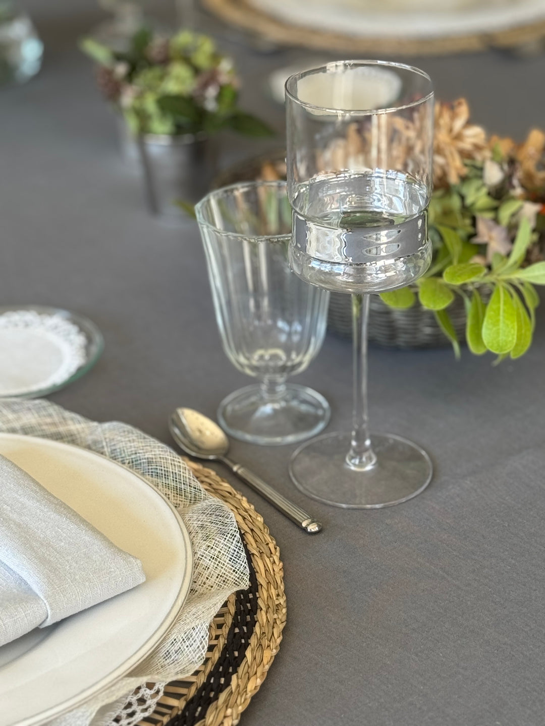 Mantel de Lino Gris