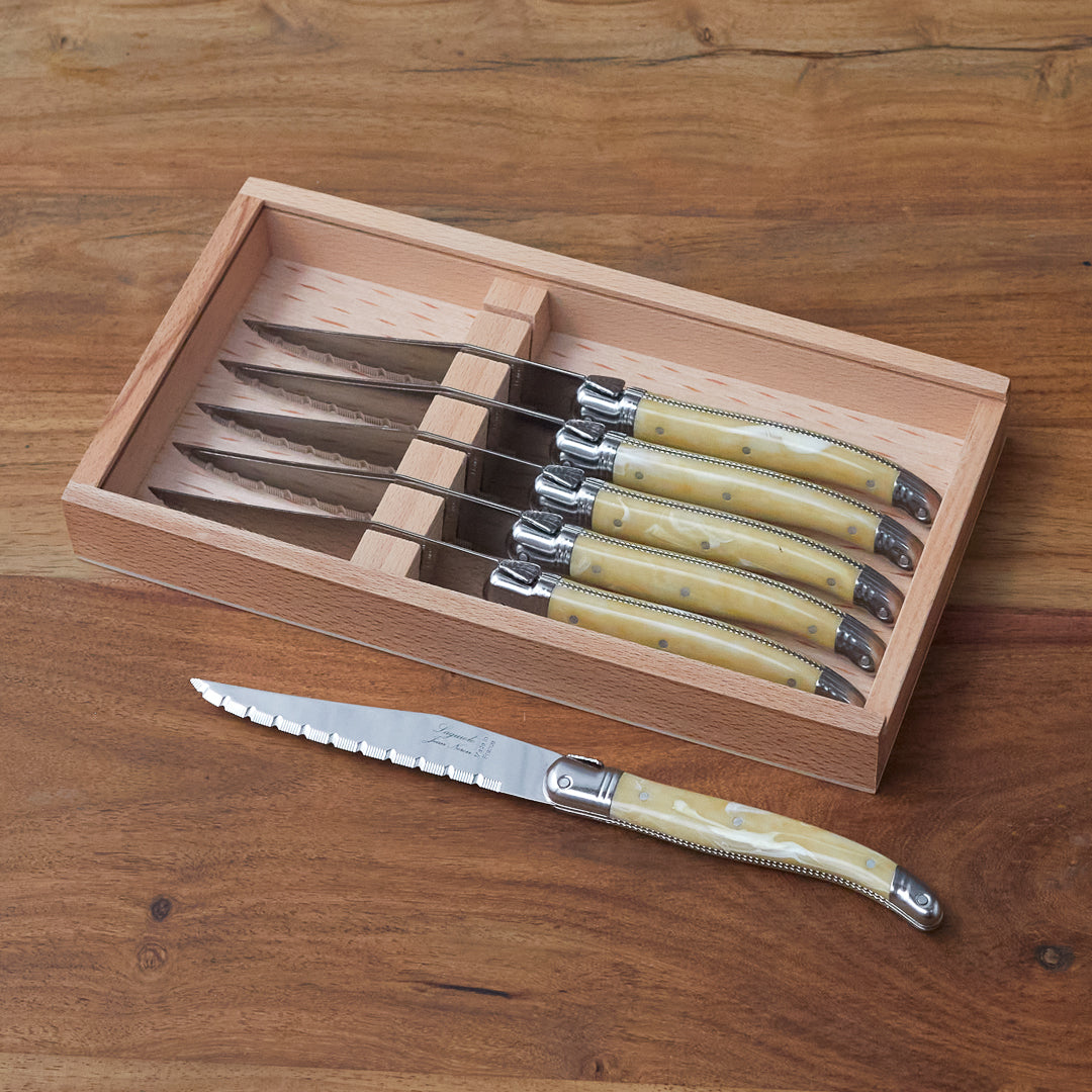 Couteaux à steak Laguiole Platine Dune Marble Set/6