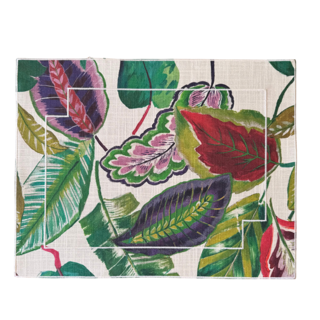 Set de 2 sets de table individuels rectangulaires enduite Jardin Vert