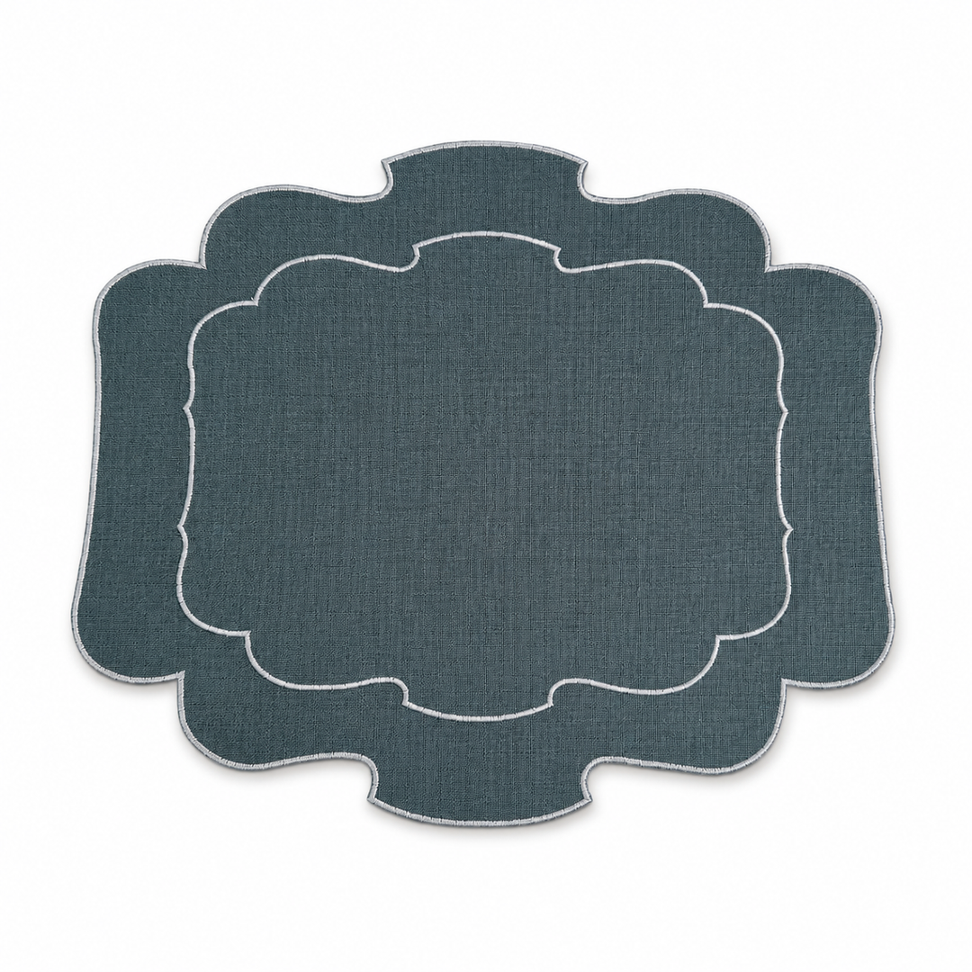 Set de 2 sets de table ovales vert foncé