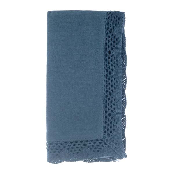 Servilleta Azul Con Puntilla Set/6
