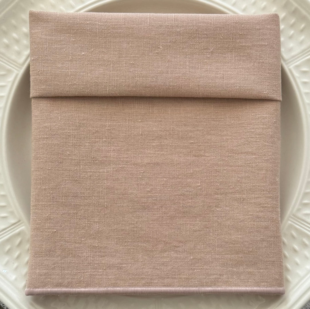 Servilleta de Lino Rosa Claro con Festón
