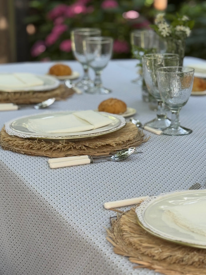Mantel Estampado Voile Blanc