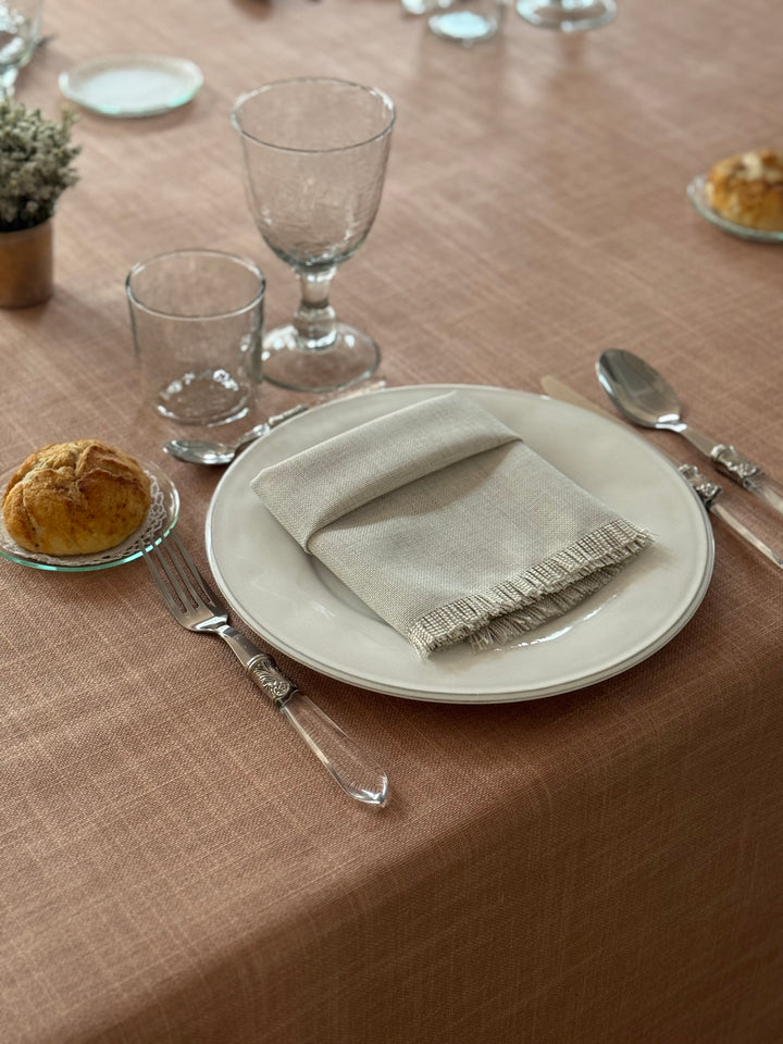 Mantel Resinado Lino Rosa Empolvado