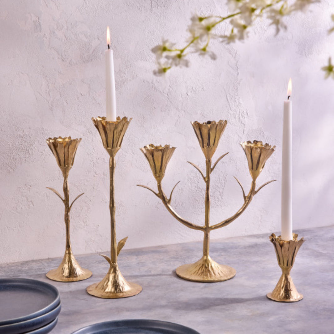 Tall Gold Floral Chandelier