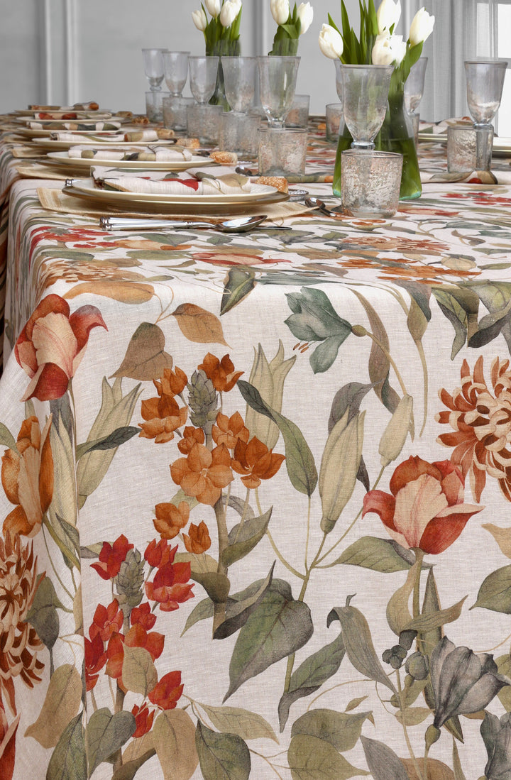 Brume d'Or Linen Printed Tablecloth