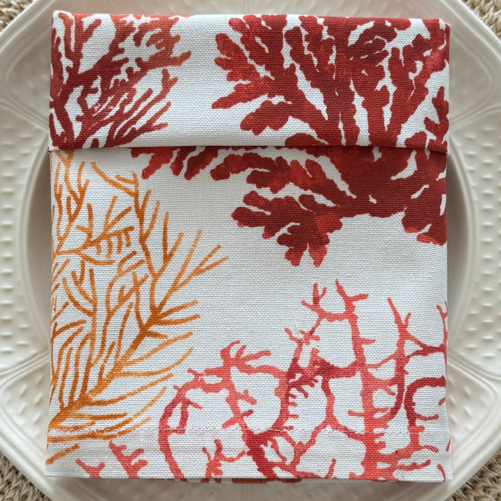 Red Coral Print Cotton Napkin