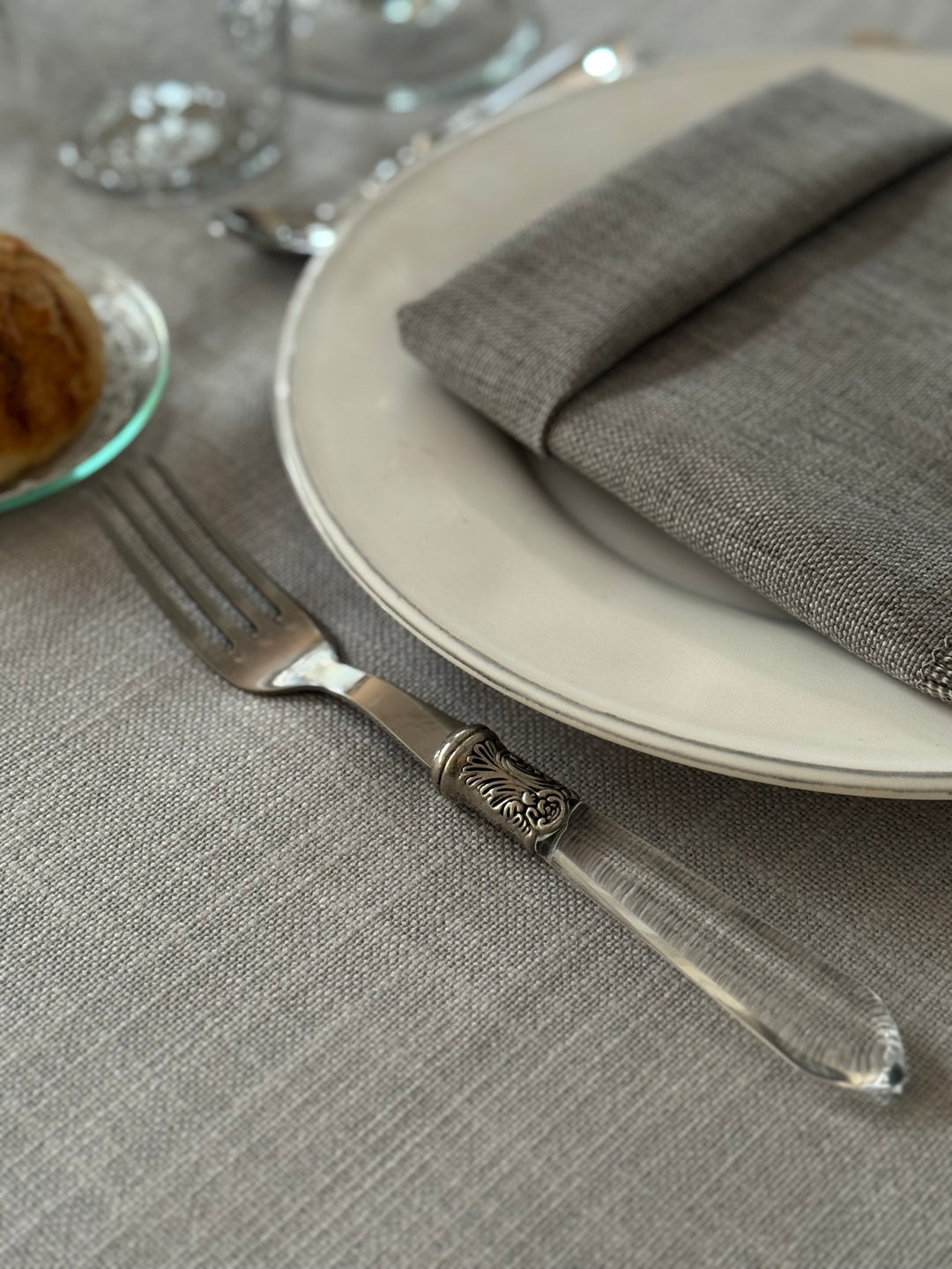 Mantel Resinado Lino Gris Claro