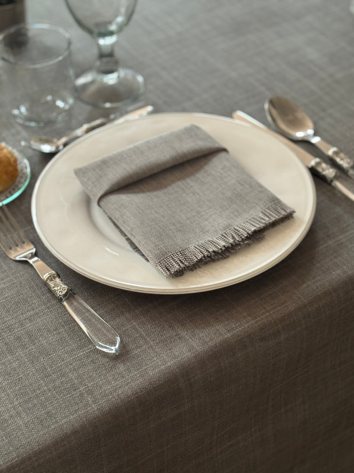 Nappe enduite Lin Pierre Foncé