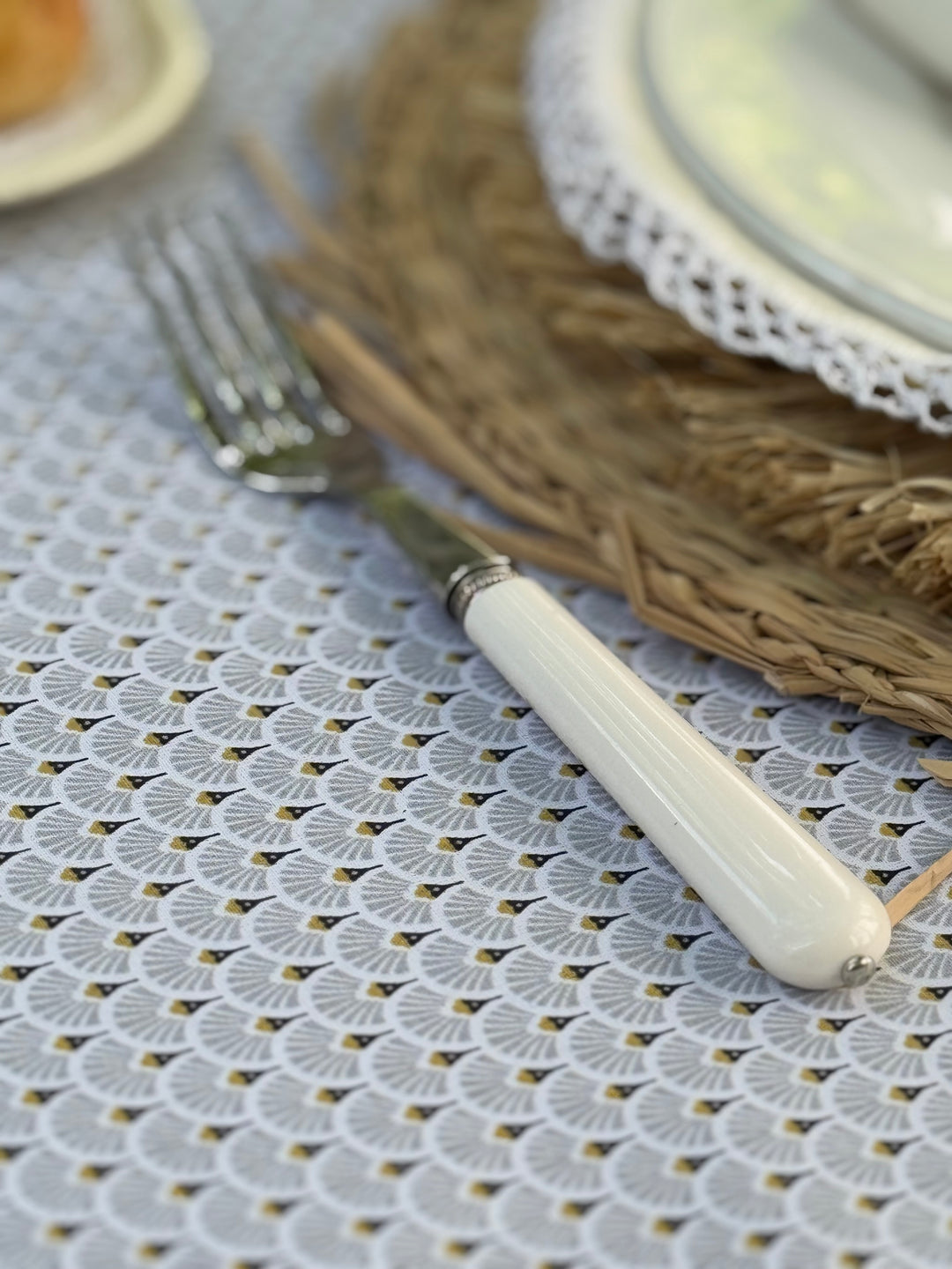 Mantel Estampado Voile Blanc