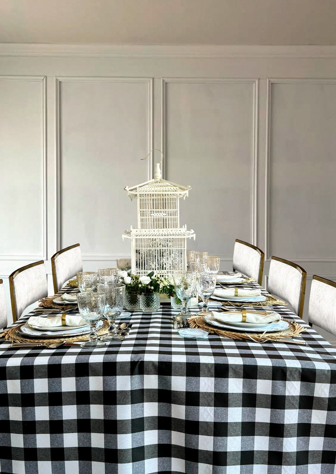 Mantel Resinado Vichy Negro/Blanco