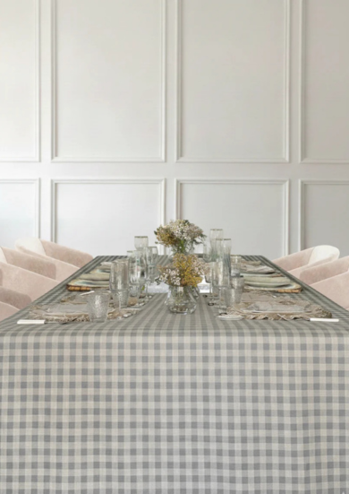 Mantel Resinado Vichy Gris Claro/Lino