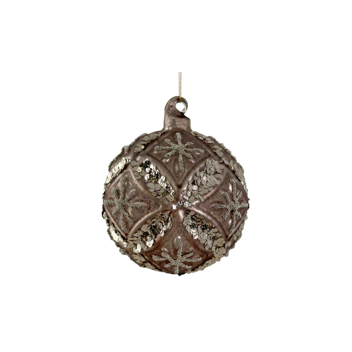 Bola de Navidad Florale Gris Antique Pequeña Set/4