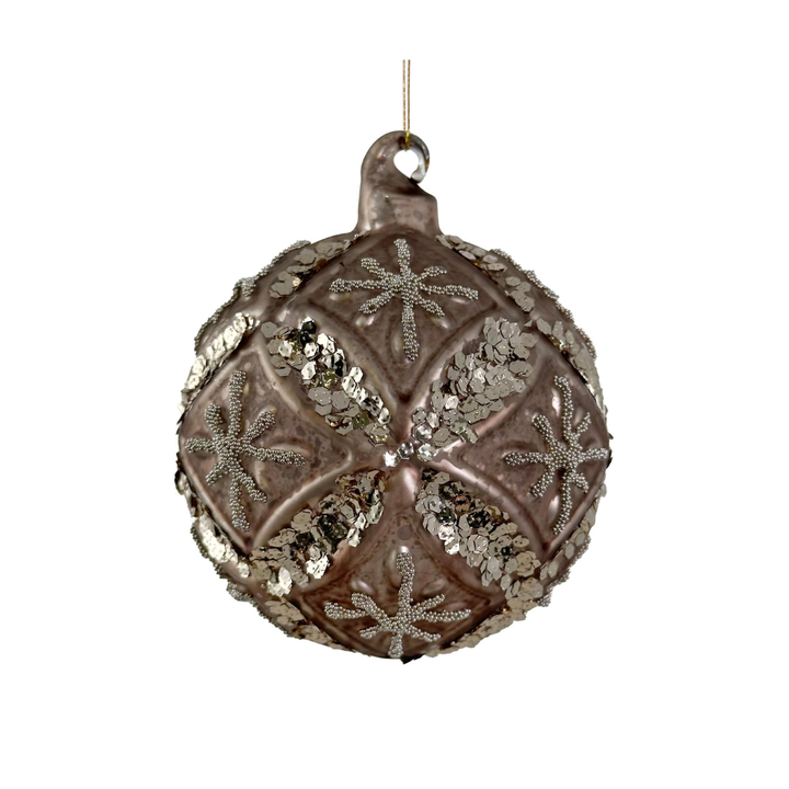 Bola de Navidad Florale Gris Antique Mediana