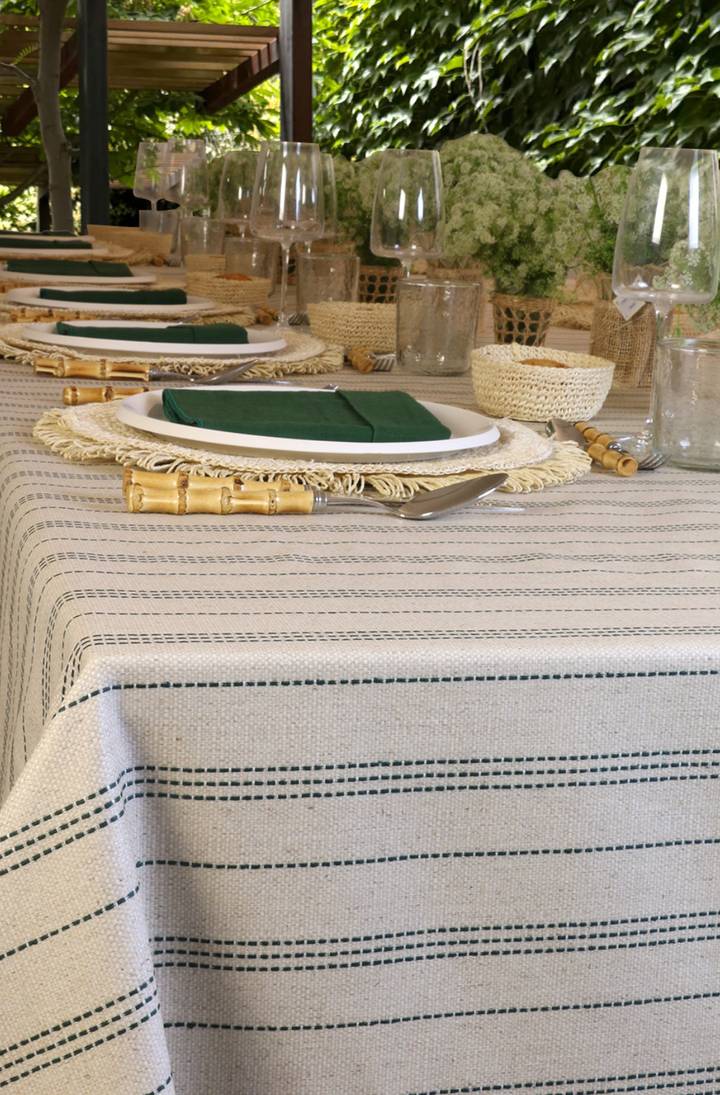 Resinated Tablecloth Vert Stripes