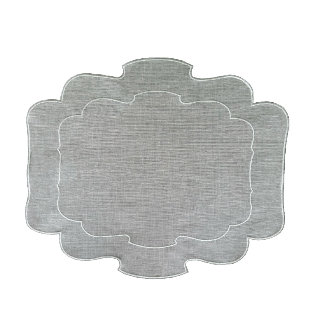 Mantel Individual Ovalado Gris Tiza Set de 2