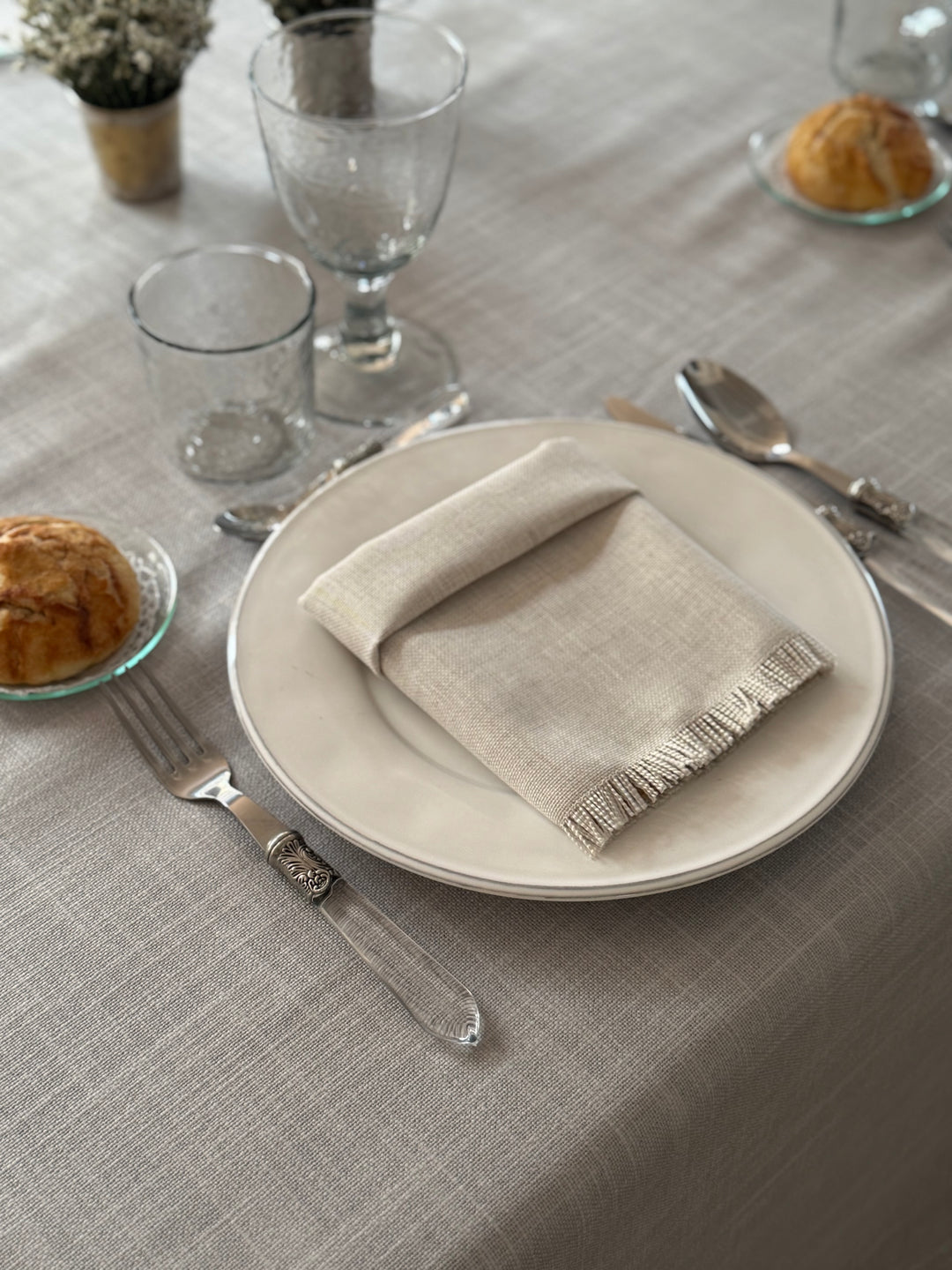 Mantel Resinado Lino Gris Claro