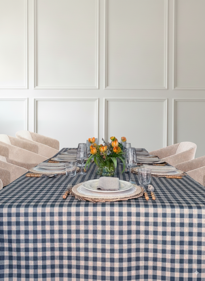 Mantel Resinado Vichy Azul/Lino