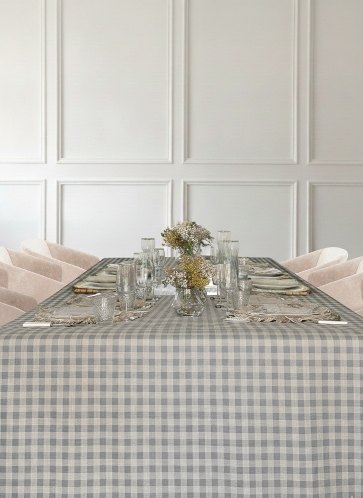 Mantel Resinado Vichy Gris Claro/Lino