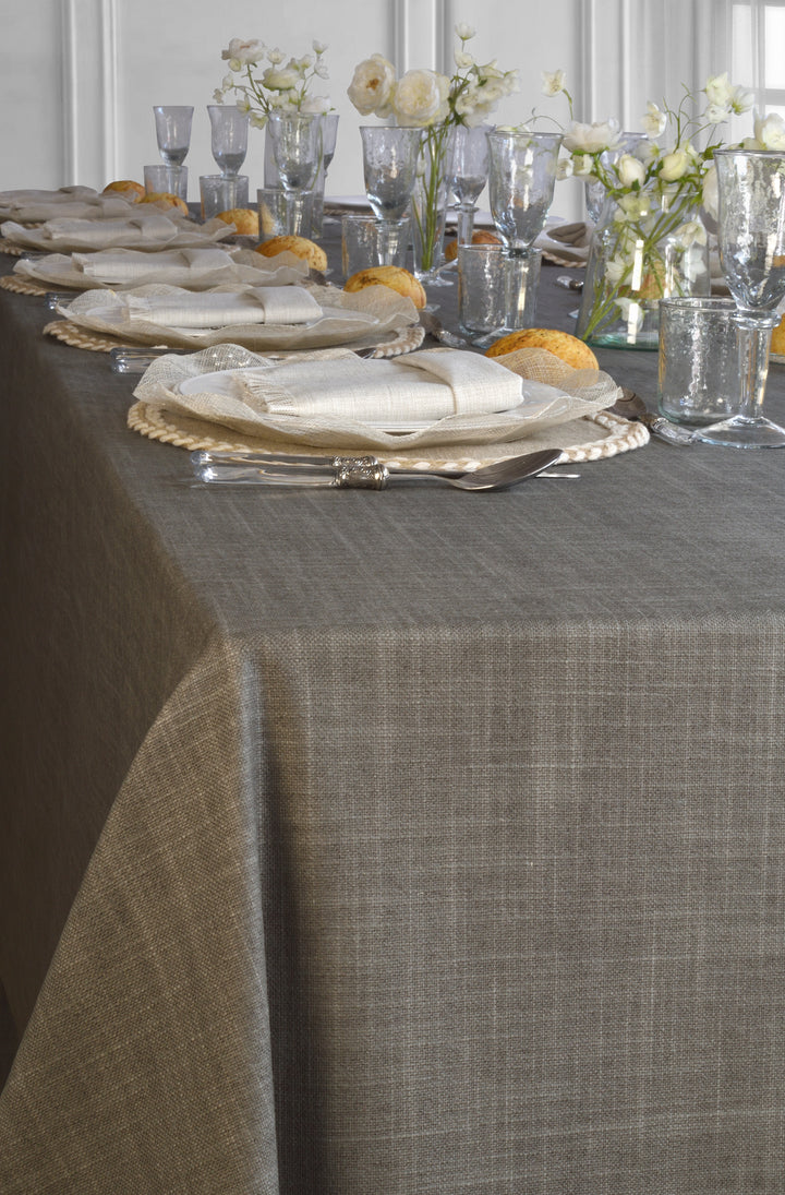 Dark Stone Linen Resin-Coated Tablecloth